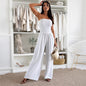 Double Layer Cotton Solid Color One Neck Pocket Waist Jumpsuit Women's Clothing
