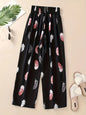 Casual Flower Pants Spring And Summer Thin High Waist Slimming Ice Silk Elastic Floral Straight