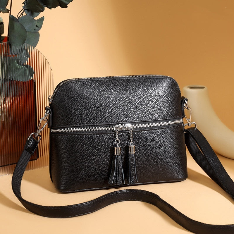 Fashion Casual Large Capacity Shell Bag Top Layer Leather One-shoulder Crossbody Bag
