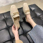 Metal Chain Decorative Square Toe Half Slippers