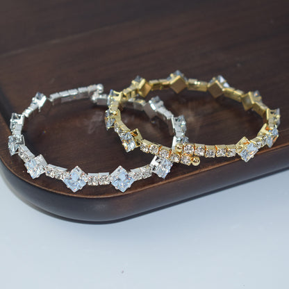 Shiny Silver Plated 1 Row Open Zircon Bracelet