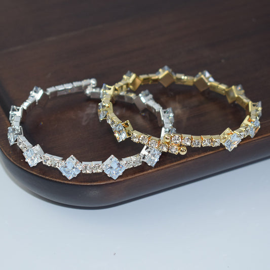 Shiny Silver Plated 1 Row Open Zircon Bracelet
