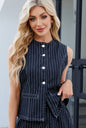 Women's Washed New Striped Casual Denim Shorts Suit