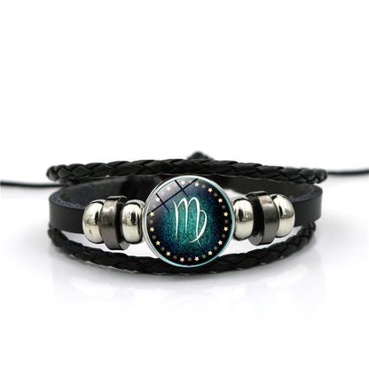 Women's Zodiac Multilayer Braided Leather Bracelet