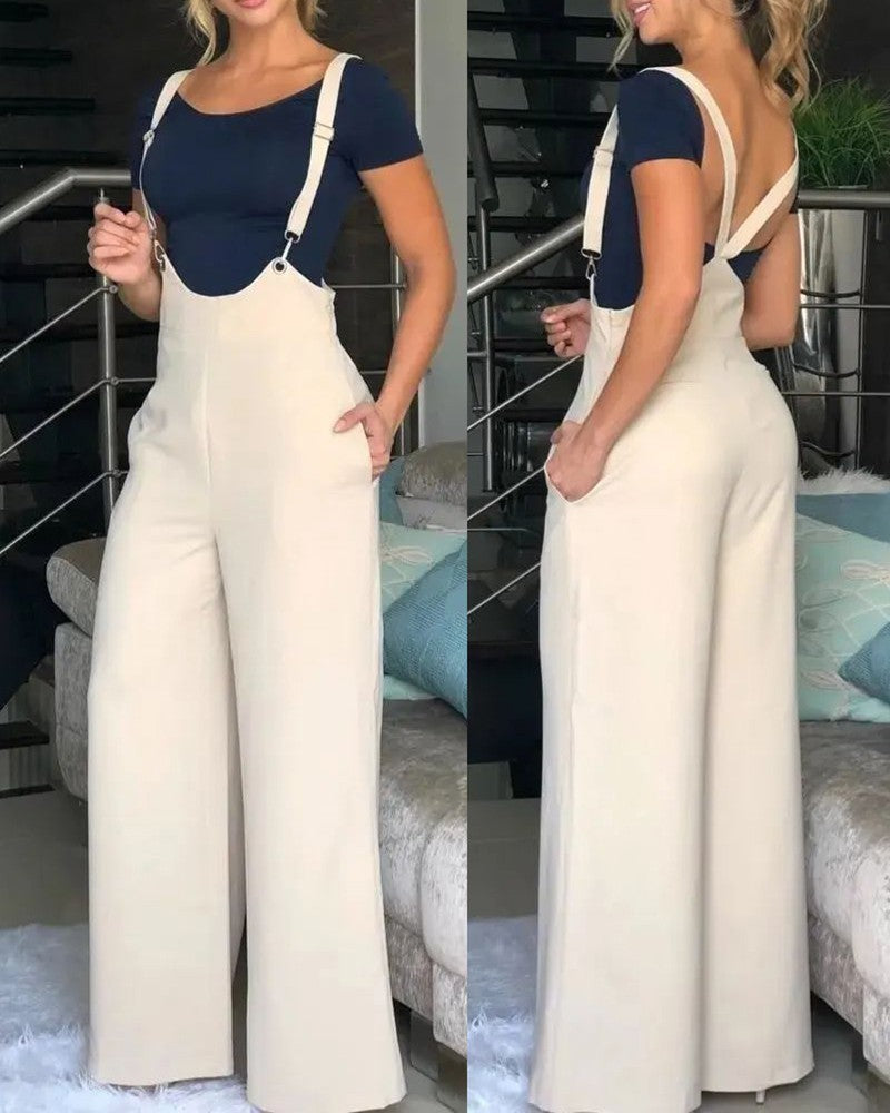 Summer Women's Solid Color Suspender Pants