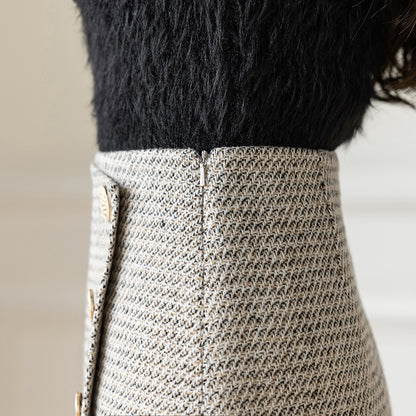 New Irregular Woolen Short Skirt Women's High Waist Slim