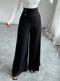 Minimalist Elegant High Waist Belly Contracting Black Wide Leg Pants