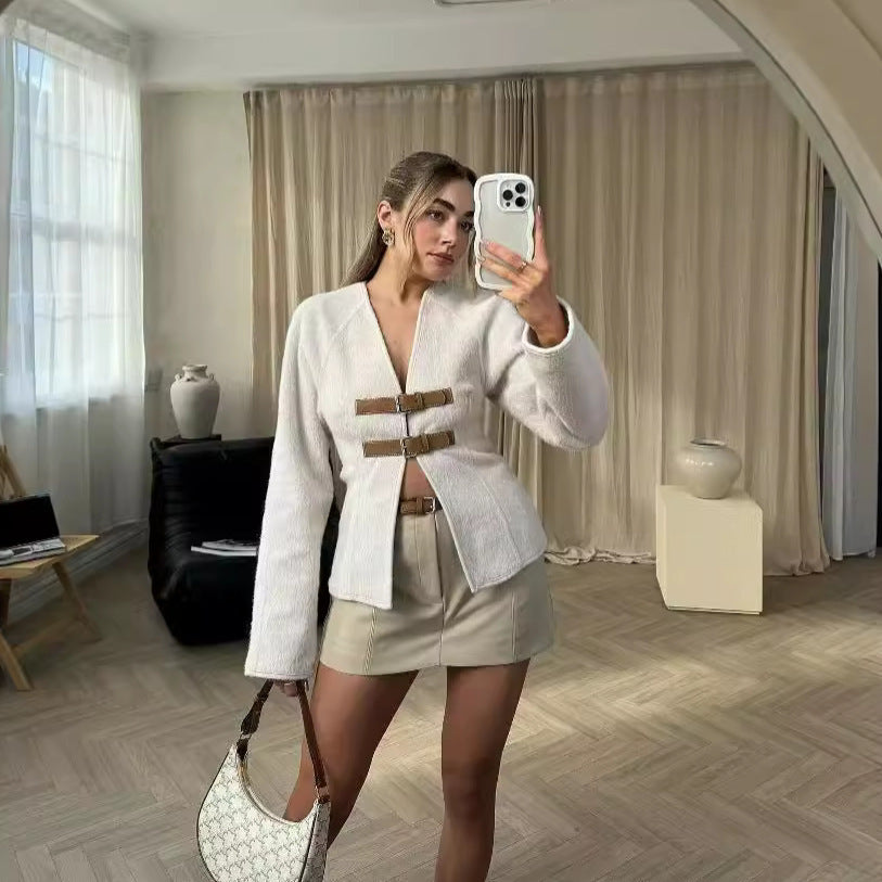 Fashionable Women's New Soft Coat With Strap