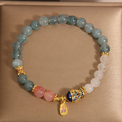Blue Water Emerald Crystal Goldfish Bracelet For Women